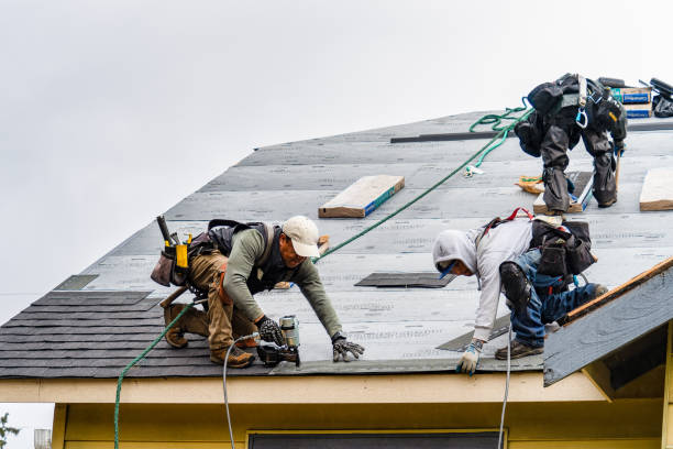 Professional Storm Damage Roof Repair technician working in New Castle, NH
